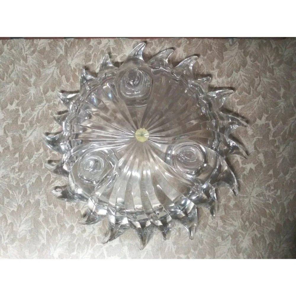 Partylite Candle holder Sun-burst Lead Crystal Made in Germany clear glass 9.5" - Picture 3 of 7